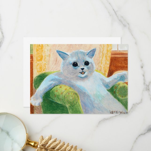 A moment's Rest by Louis Wain Thank You Card (Front/Back In Situ)