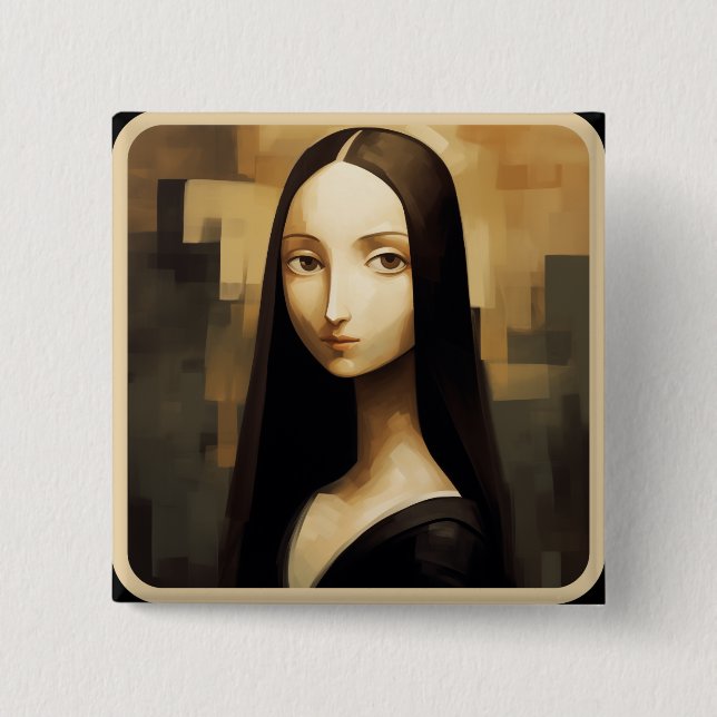 A Mona Lisa reimagined, a classic but also new. 15 Cm Square Badge (Front)