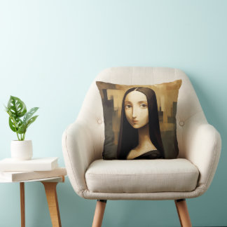 A Mona Lisa reimagined, a classic but also new. Cushion