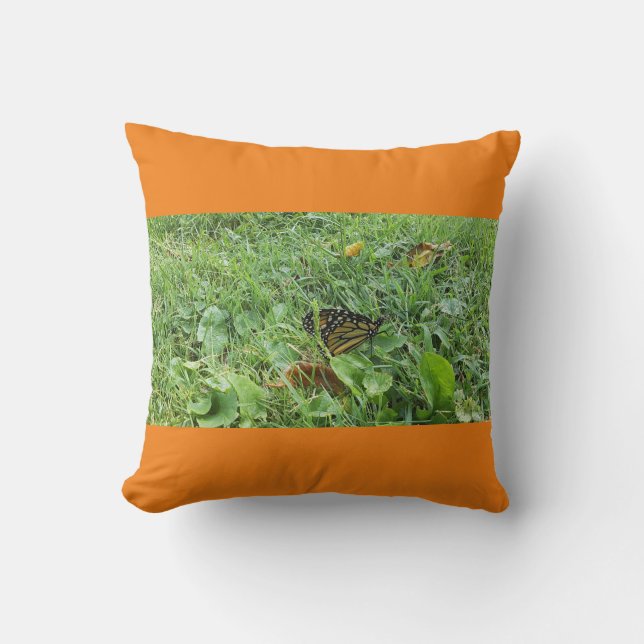 A Monarch Butterfly Throw Pillow (Front)