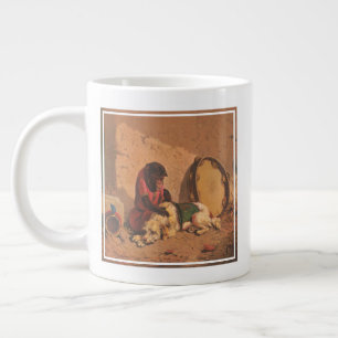 A Monkey And A Dog With A Large Tambourine Coffee Mug