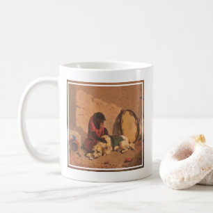A Monkey And A Dog With A Large Tambourine Coffee Mug