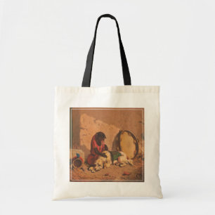 A Monkey And A Dog With A Large Tambourine Tote Bag