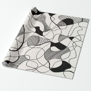 A monochrome abstract pen and ink sketch; irregula wrapping paper