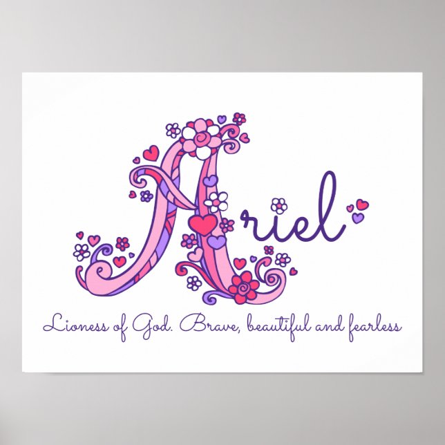 A monogram art Ariel girls name meaning poster (Front)