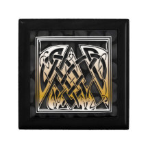 A Monogram Celtic Black Stone Decorative Box