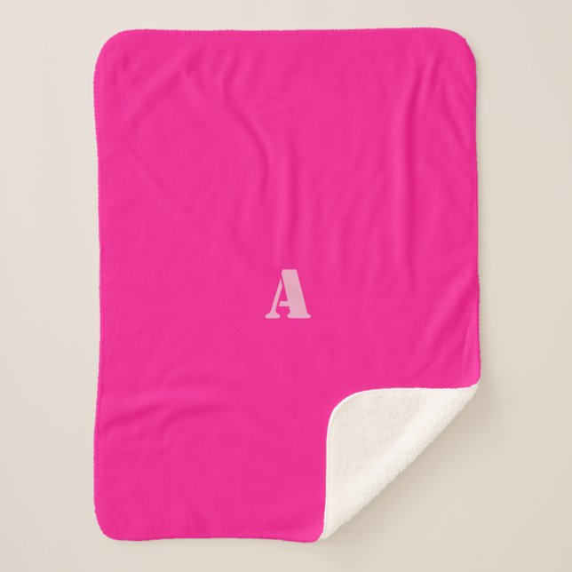 A Monogram Dark Pink Fleece Blanket (Front)