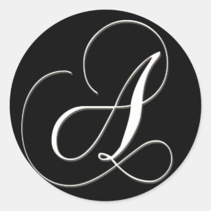 A monogram - elegant black and white classic round sticker