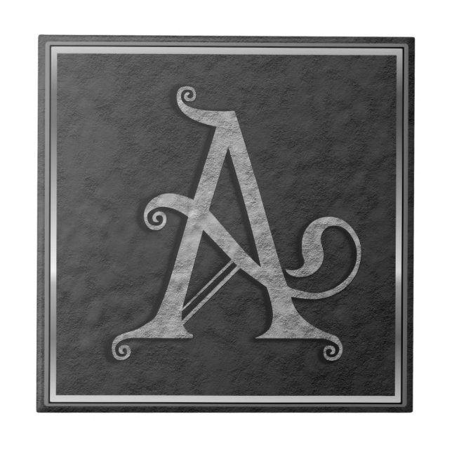 A Monogram "Mediaeval Grey Stone" Ceramic Tile (Front)