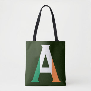 A Monogram overlaid on Irish Flag stcn Tote Bag