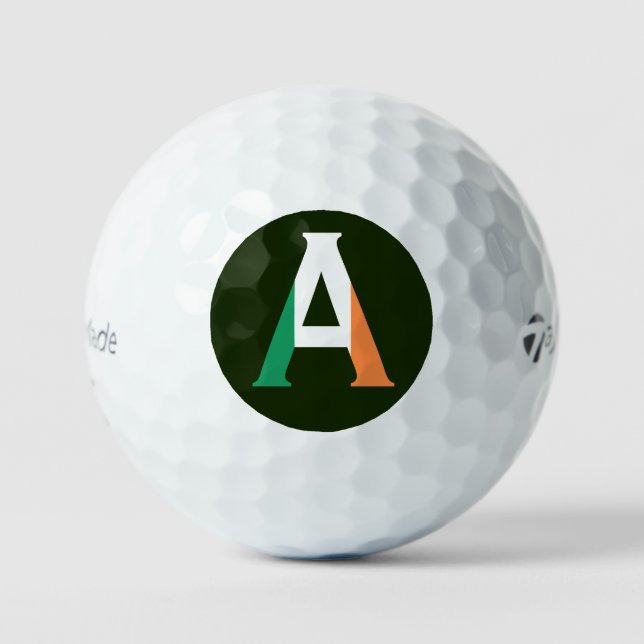 A Monogram overlaid on Irish Flag tmtp5 gbcnt Golf Balls (Front)