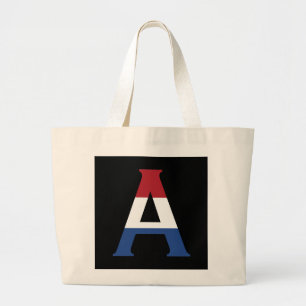 A Monogram overlaid on NLD Flag on bk jtcnt Large Tote Bag