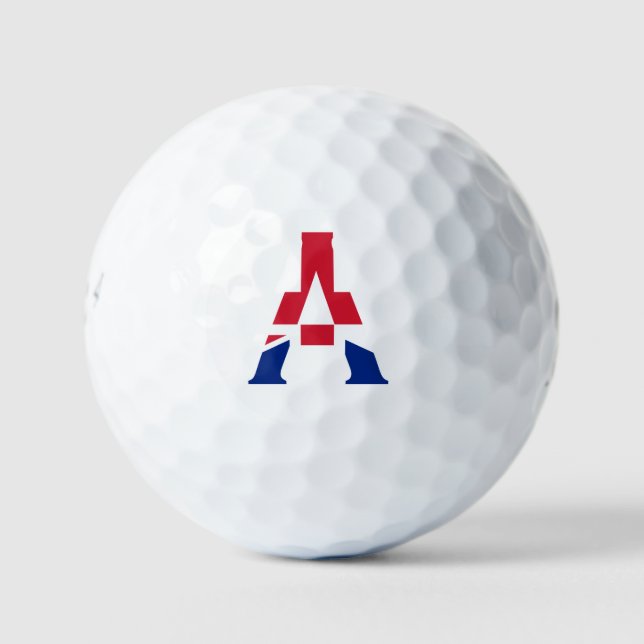 A Monogram overlaid on Union Jack Flag be6 gbcnt Golf Balls (Front)