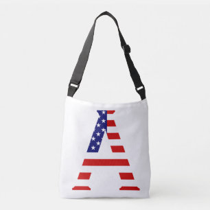 A Monogram overlaid on USA Flag cbbcnt Crossbody Bag