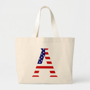 A Monogram overlaid on USA Flag jtcnt Large Tote Bag