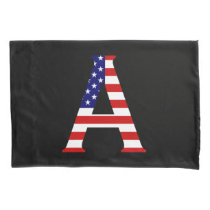 A Monogram overlaid on USA Flag pccnt Pillowcase