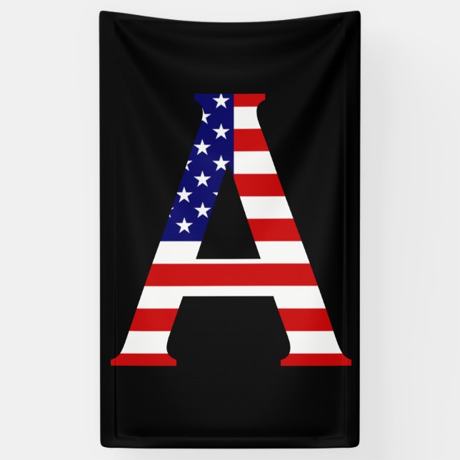 A Monogram overlaid on USA Flag (v) bnrcnt Banner (Vertical)