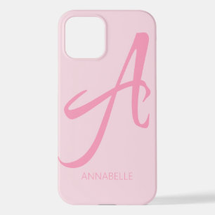 A Monogram Personalised Pink iPhone 12 Case