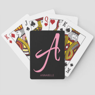 A Monogram Personalised Pink Playing Cards
