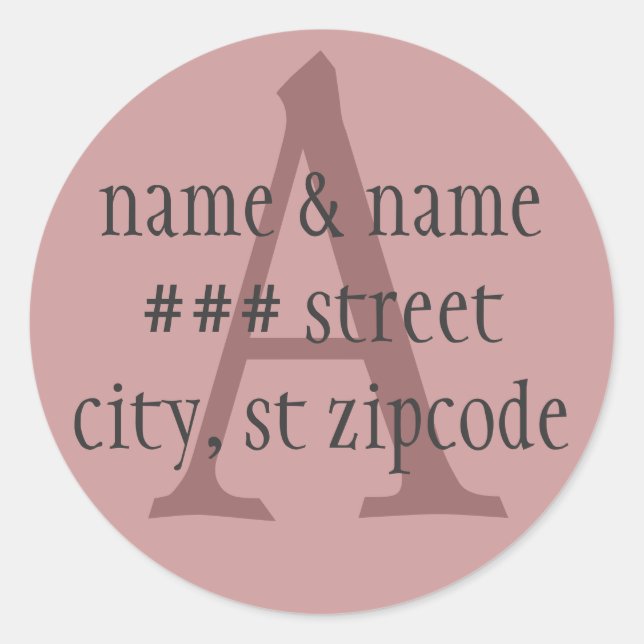 "A" monogram return address label - personalise (Front)