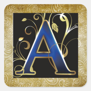 "A" Monogram Square Sticker