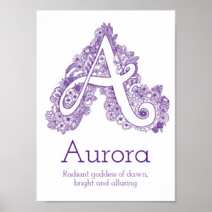 A monogram tangle art Aurora name meaning Poster