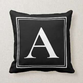 A Monogram Template Elegant Modern Black White Cushion