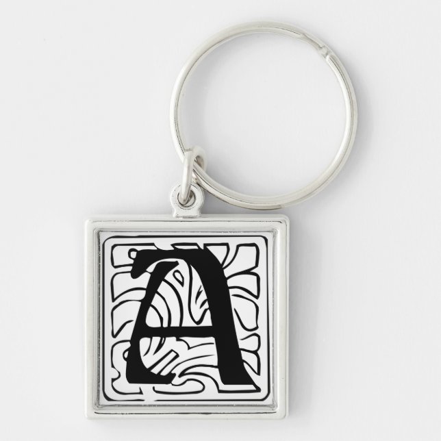 A Monogramm schwarz weiß Key Ring (Front)