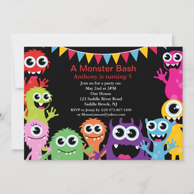 A Monster Bash Kids Birthday Invitation (Front)