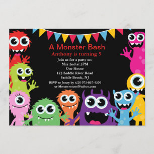 A Monster Bash Kids Birthday Invitation