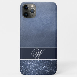 A MOODY BLUE , EDITABLE MONOGRAM iPhone 11 PRO MAX CASE