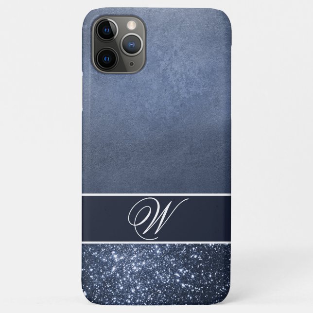 A MOODY BLUE , EDITABLE MONOGRAM Case-Mate iPhone CASE (Back)