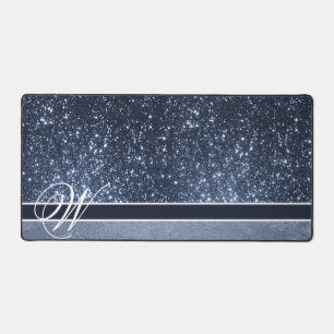 A MOODY BLUE , EDITABLE MONOGRAM DESK MAT