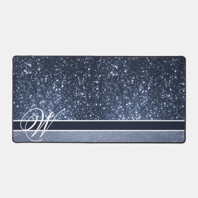 A MOODY BLUE , EDITABLE MONOGRAM DESK MAT (Front)