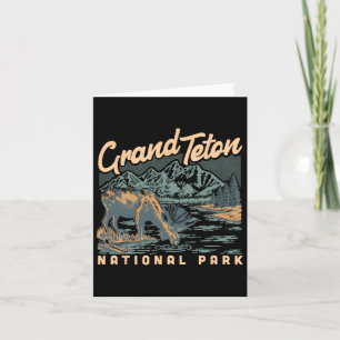 A Moose In Grand Teton National Park Vintage Hikin Card