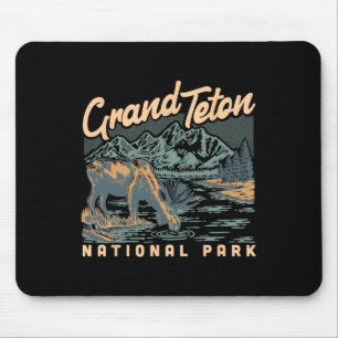 A Moose In Grand Teton National Park Vintage Hikin Mouse Pad