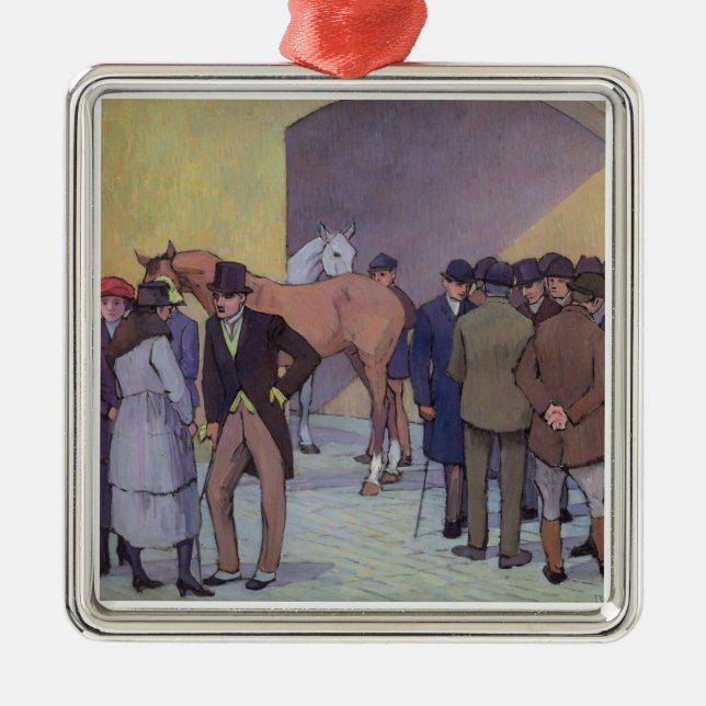 A Morning at Tattersall's (oil on canvas) Metal Tree Decoration (Front)