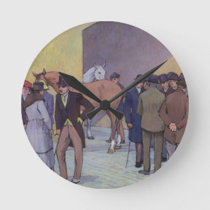 A Morning at Tattersall's (oil on canvas) Round Clock