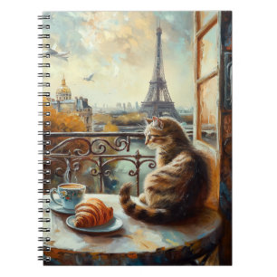 A Morning in Paris Ginger Cat at a Cafe Notebook