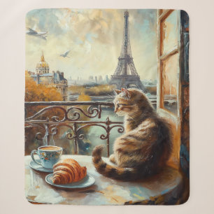 A Morning in Paris Ginger Cat at a Cafe Sherpa Blanket
