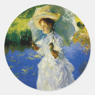 A Morning Walk Classic Round Sticker