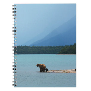 A MOTHER BEAR TEACHES HER CUBS TO SWIM ON THE EDGE NOTEBOOK