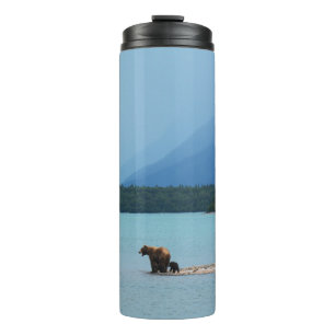 A MOTHER BEAR TEACHES HER CUBS TO SWIM ON THE EDGE THERMAL TUMBLER