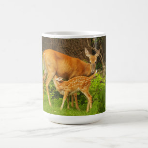 A mother deer and her fawn coffee mug