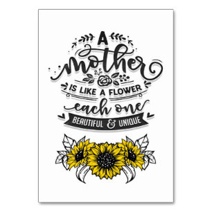 A mother is like a flower, Cute Mother's Day Gift Table Number