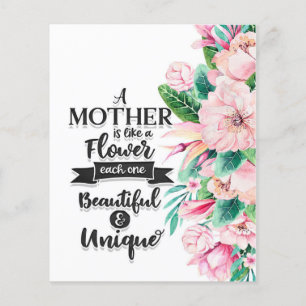 A Mother Is Like A Flower Gift, Mother's Day Gift Flyer