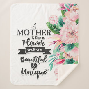 A Mother Is Like A Flower Gift, Mother's Day Gift Sherpa Blanket