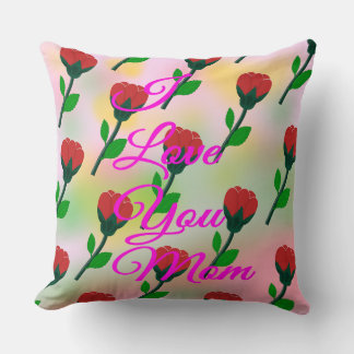 A Mother's Day Message with Red Flowers Cushion