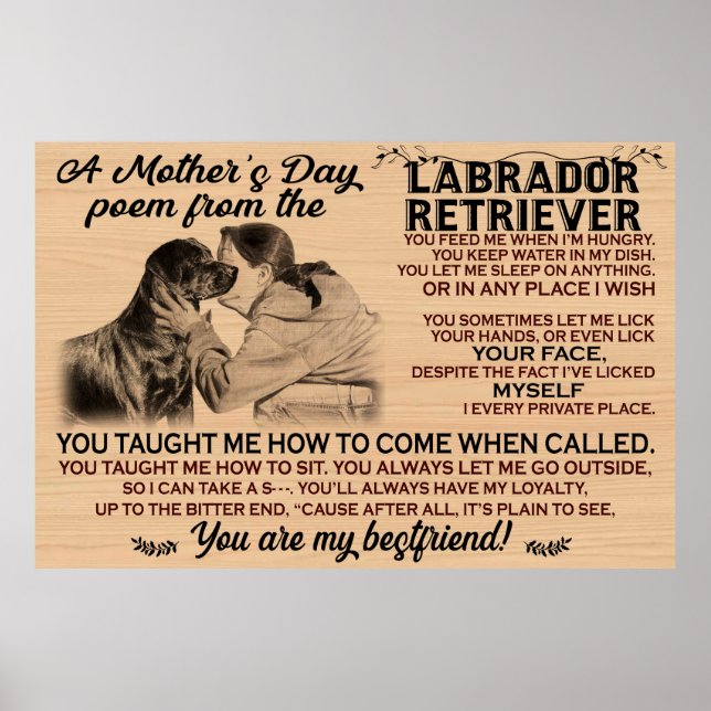 A mother's day poem from labrador retriever dog poster (Front)