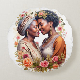 A Mother's Embrace – A Timeless Bond in Bloom Round Cushion